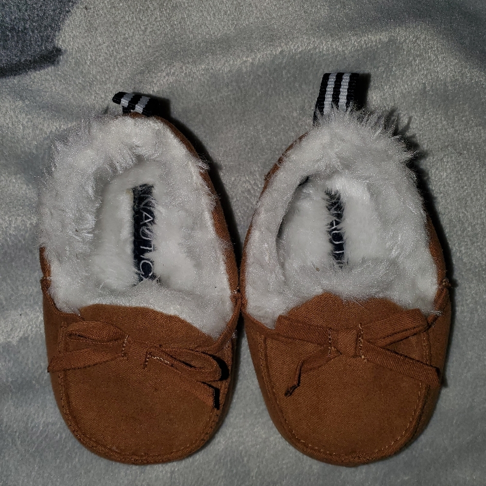 Nautica baby slippers 0-3mo